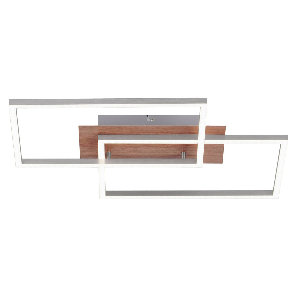 LED taklampe Iven dimbar stål/tre CCT 50x42 cm lysdetalj