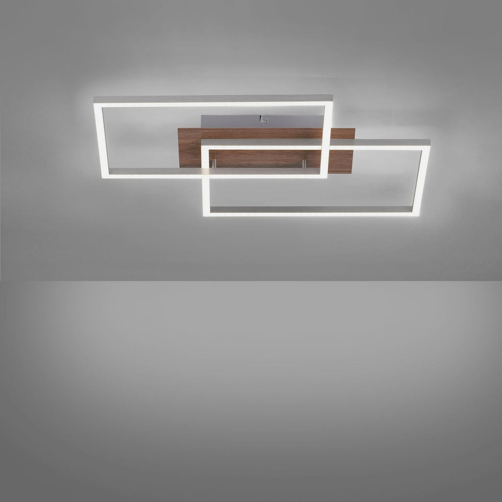 LED taklampe Iven dimbar stål/tre CCT 50x42 cm nærbilde av tredekor
