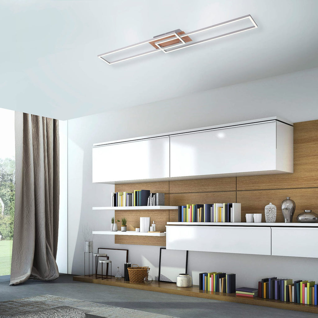 LED taklampe Iven dimbar stål/tre CCT bakside