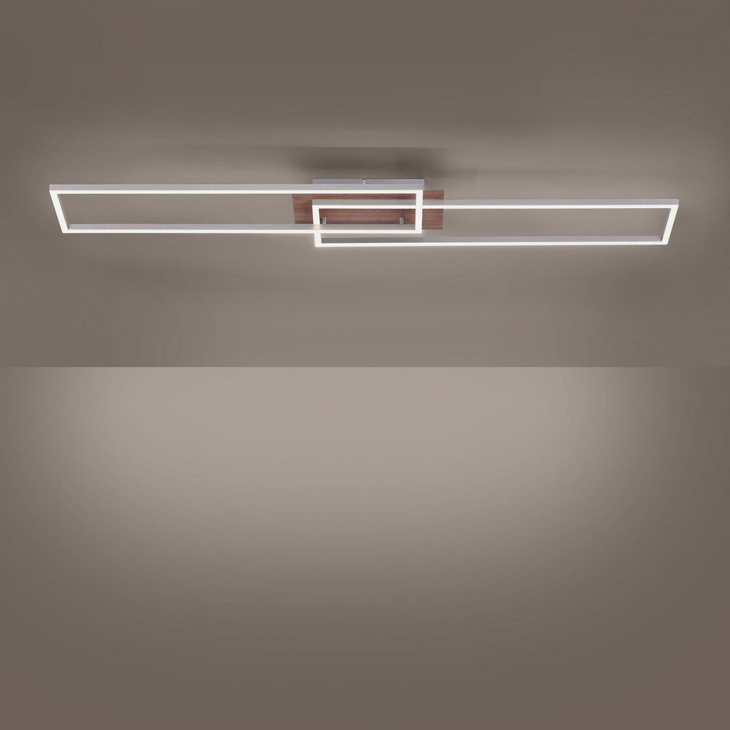 LED taklampe Iven dimbar stål/tre CCT detalj
