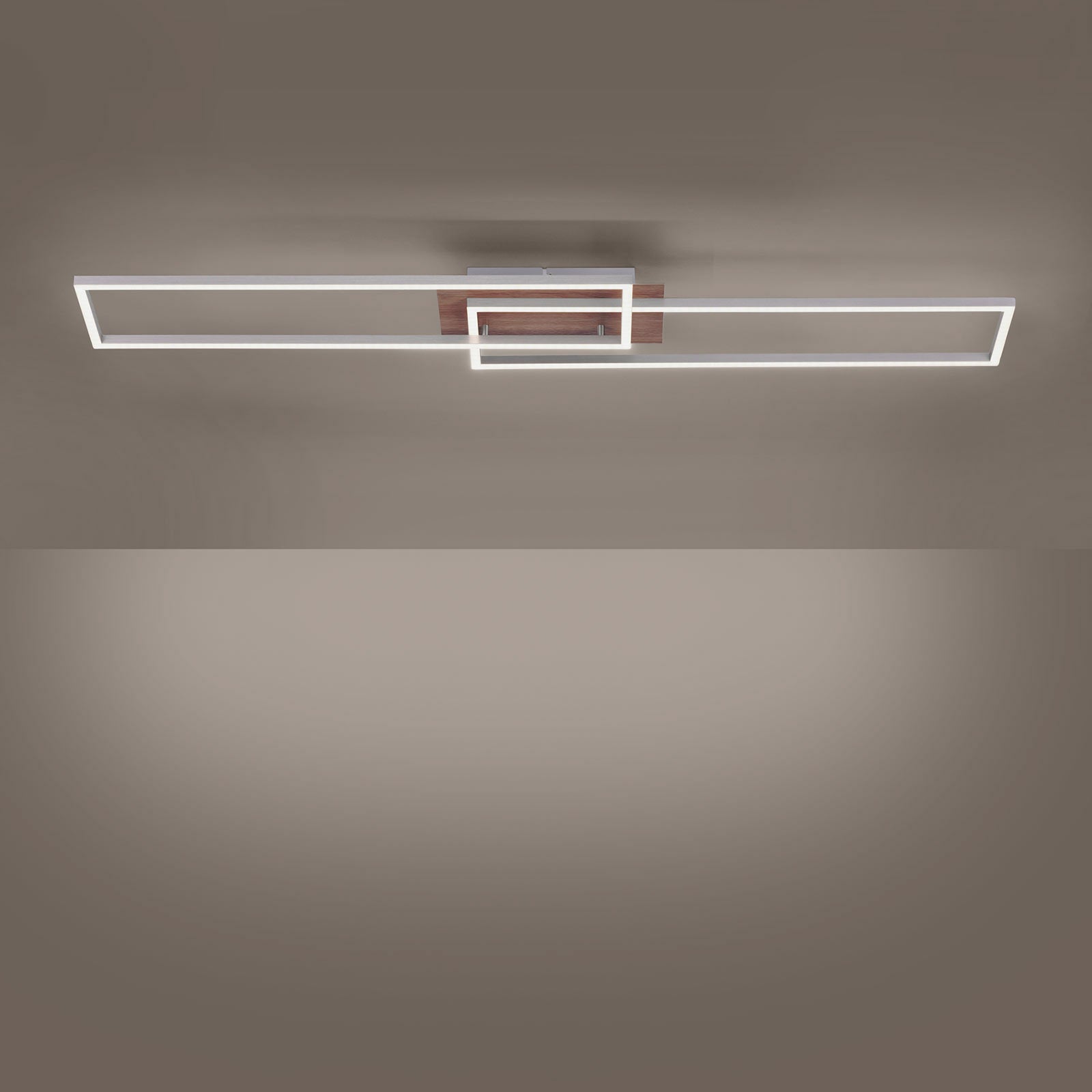 LED taklampe Iven dimbar stål/tre CCT detalj