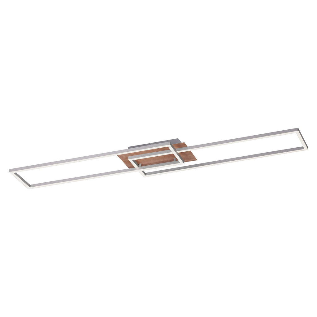 LED taklampe Iven dimbar stål/tre CCT forfra