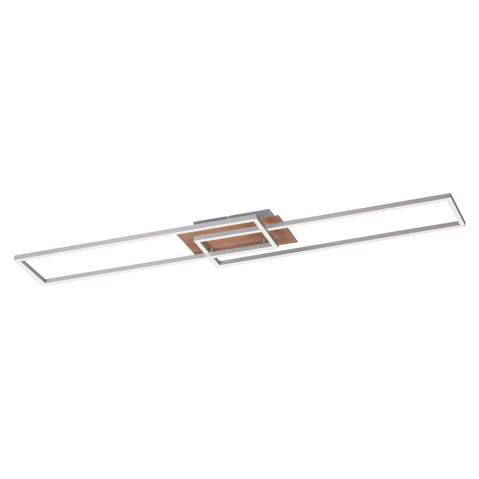 LED taklampe Iven dimbar stål/tre CCT forfra