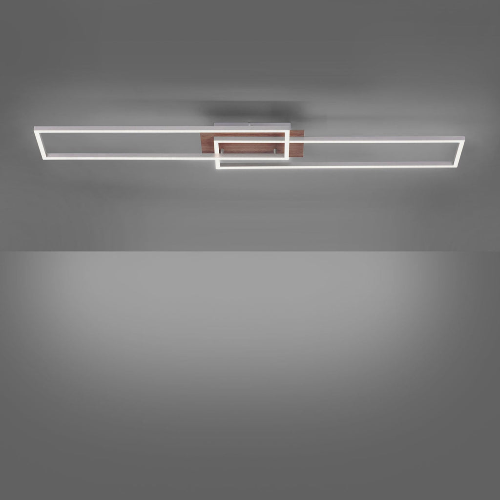 LED taklampe Iven dimbar stål/tre CCT montert i rom