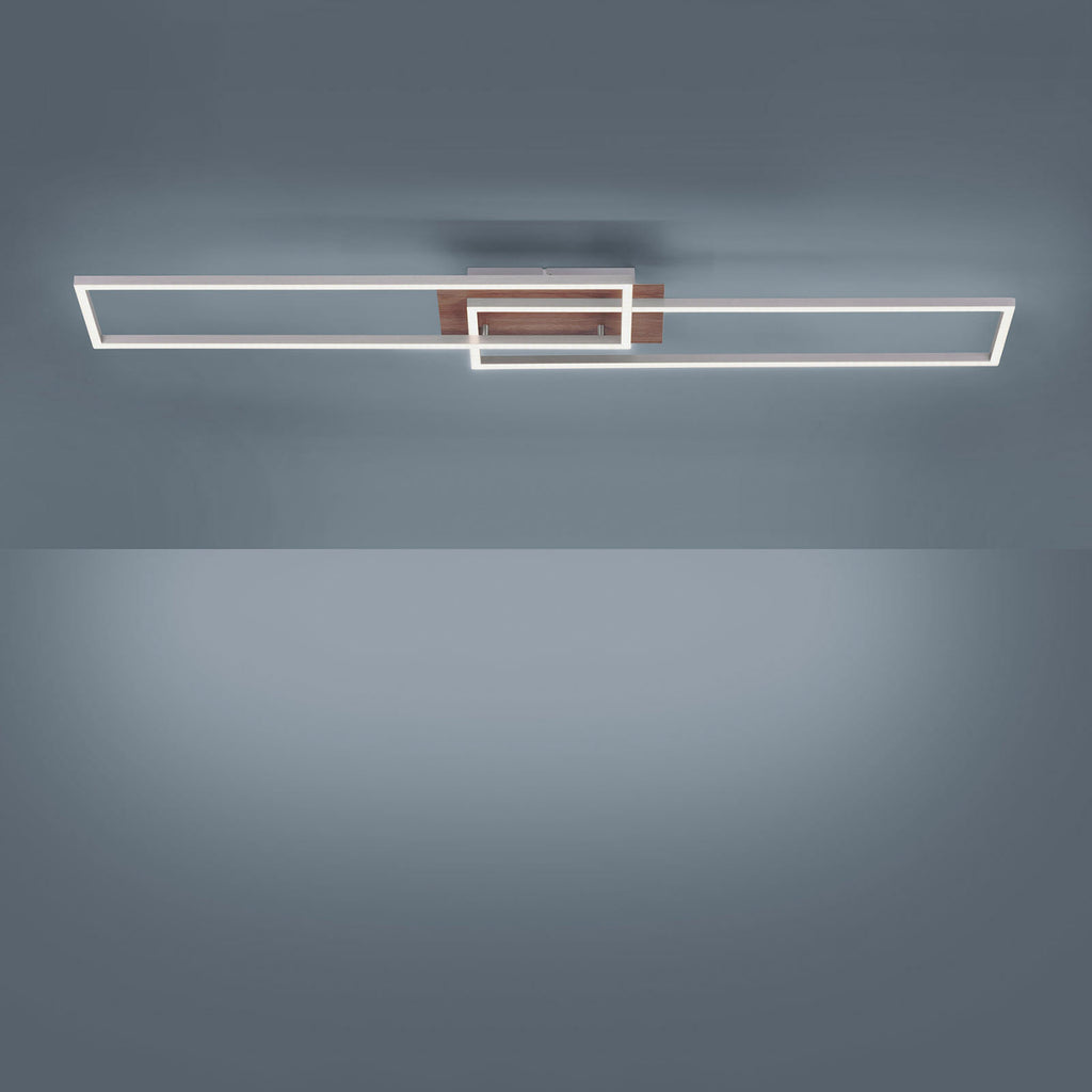 LED taklampe Iven dimbar stål/tre CCT nærbilde