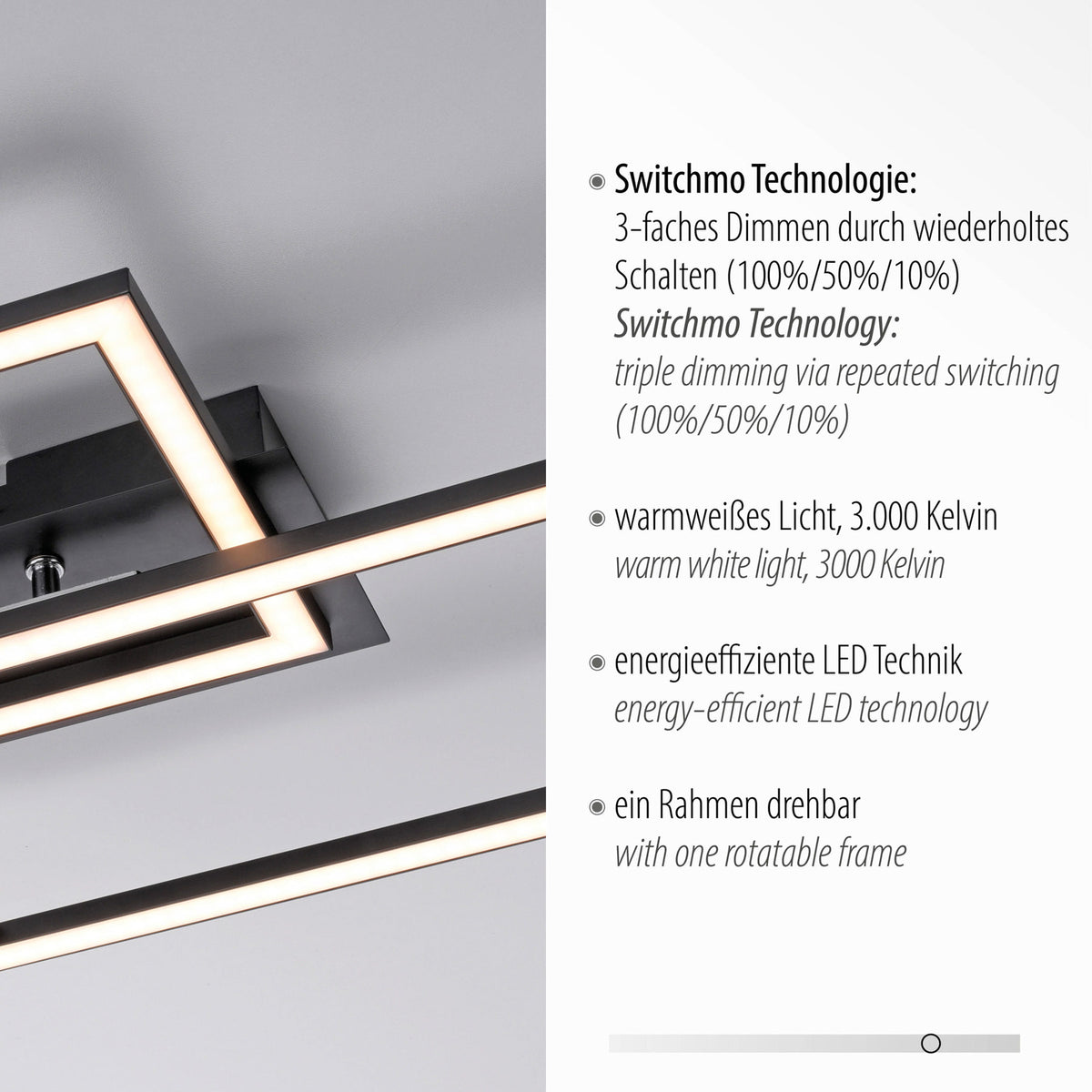 Montert LED taklampe Iven dimbar svart aluminium 54x31 cm i rom
