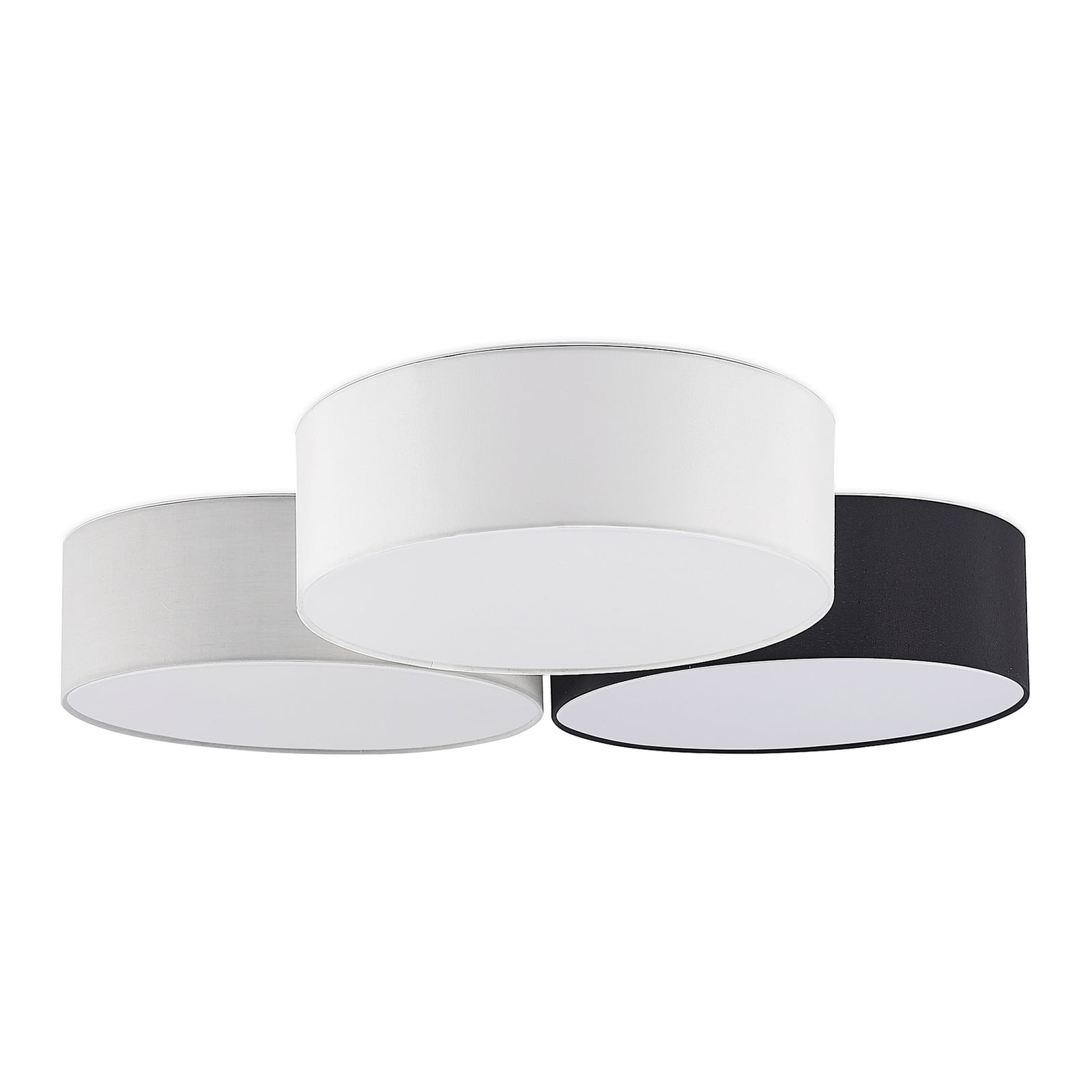 LED taklampe Janita 3-lys tekstil dimbar Ø64,5 cm detalj av skjerm