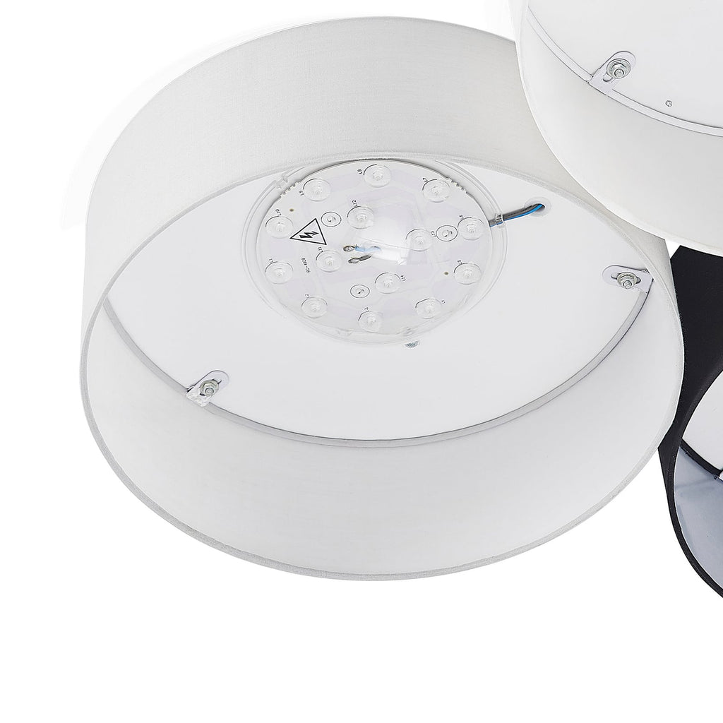 LED taklampe Janita 3-lys tekstil dimbar Ø64,5 cm i moderne stue
