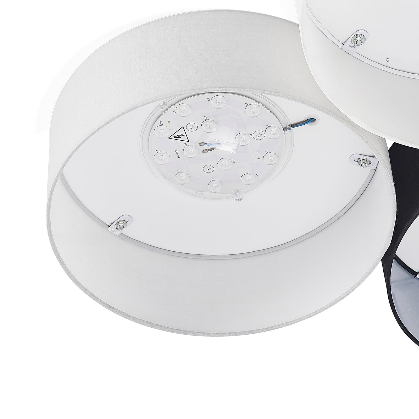 LED taklampe Janita 3-lys tekstil dimbar Ø64,5 cm i moderne stue