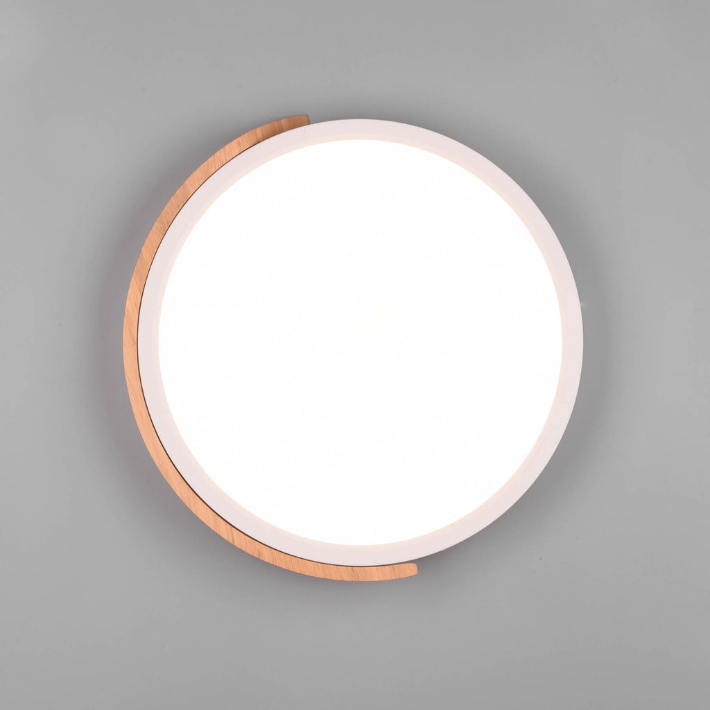 Nærbilde av lysdiffusor på LED taklampe Jano rund hvit/tre
