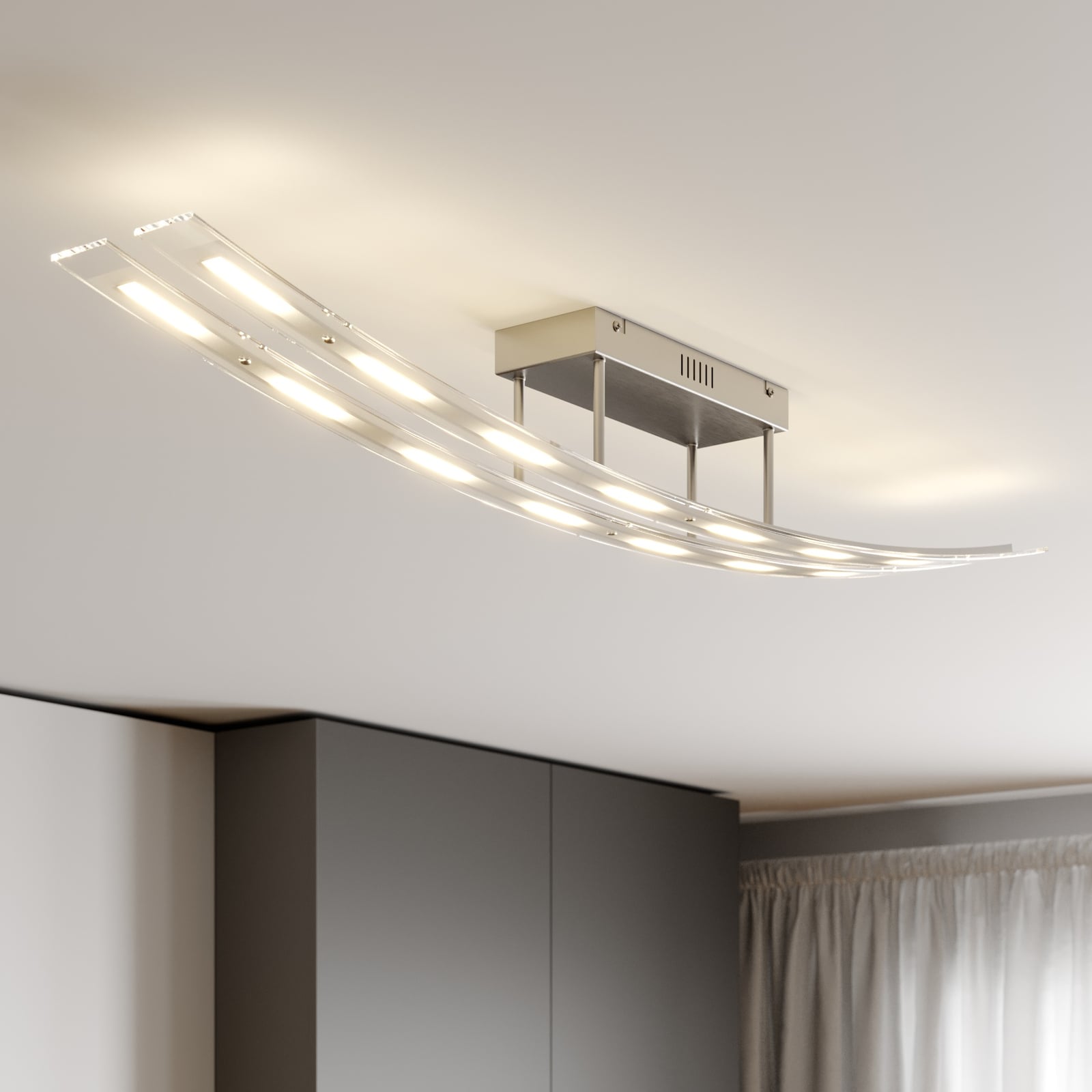 LED taklampe Jarda glass dimbar matt nikkel forfra