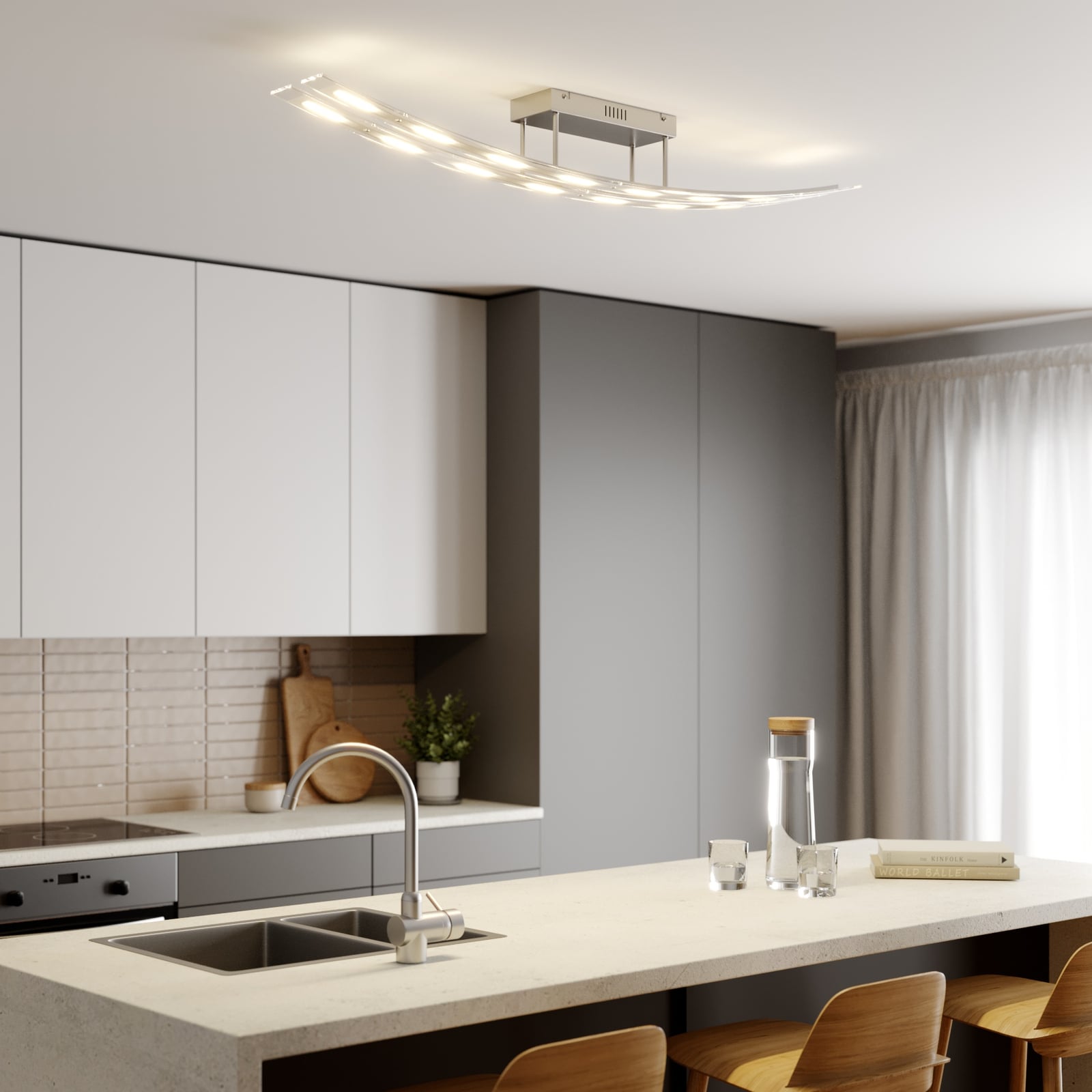 LED taklampe Jarda glass dimbar matt nikkel bakside