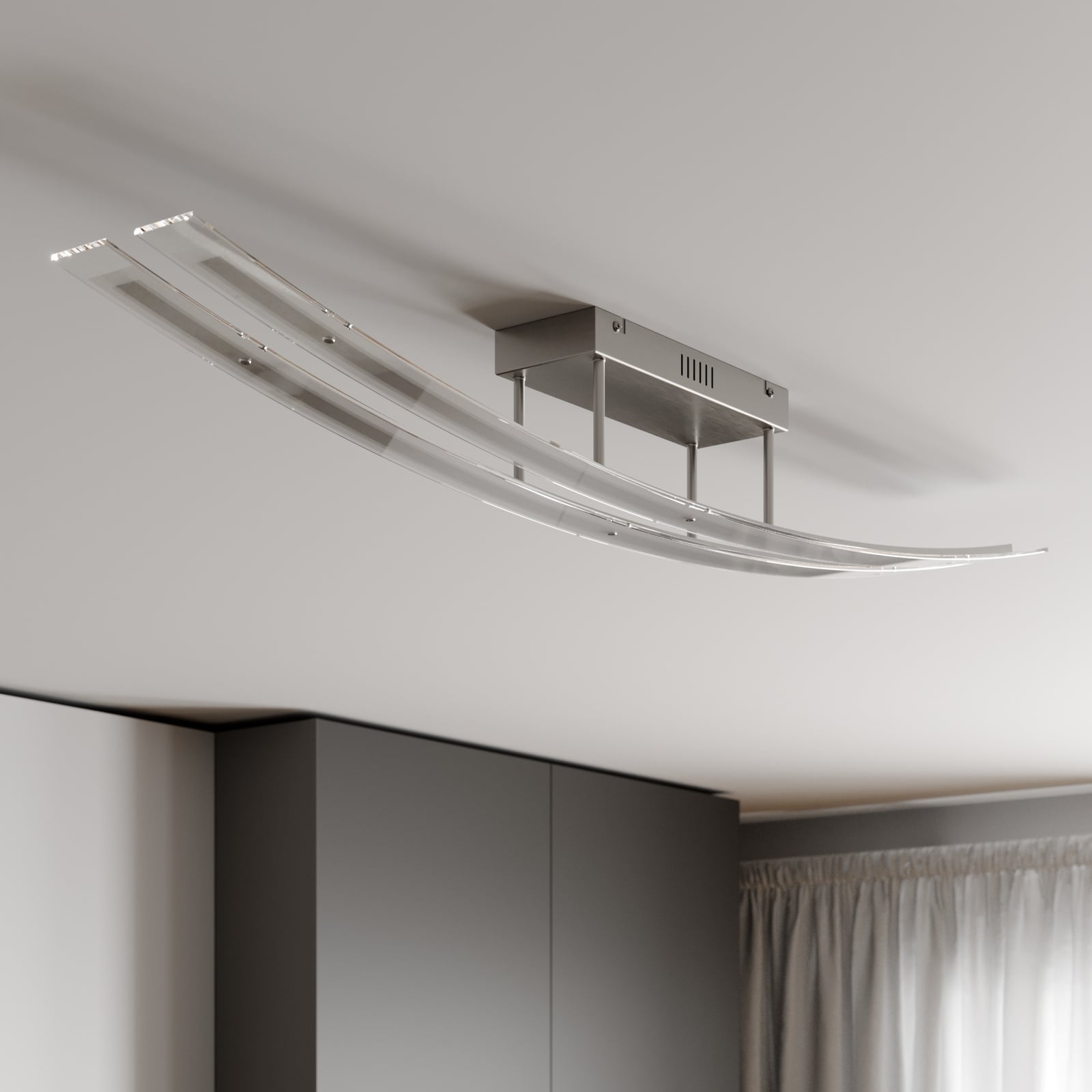 LED taklampe Jarda glass dimbar matt nikkel detalj av glassmateriale