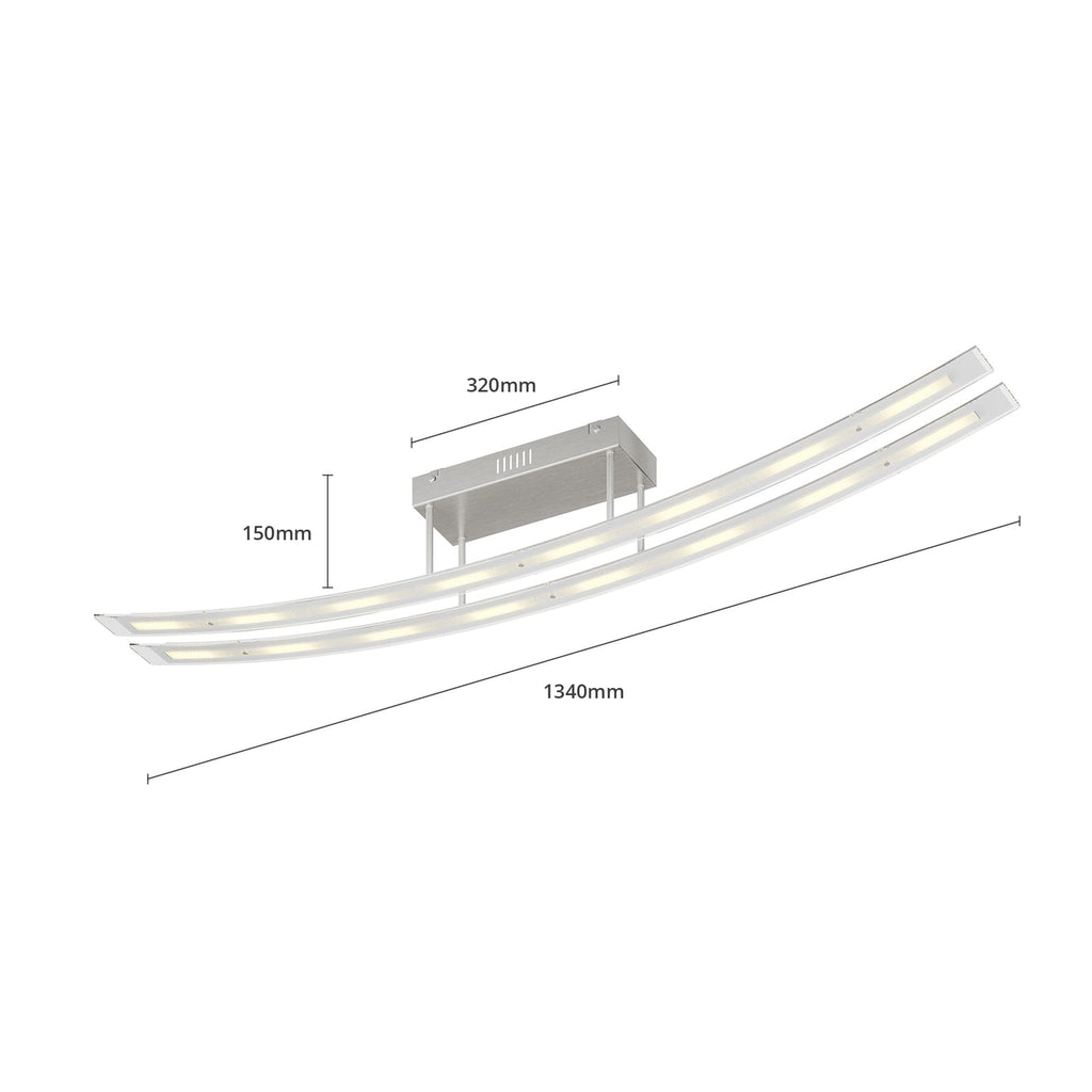 LED taklampe Jarda glass dimbar matt nikkel med dimmerbryter