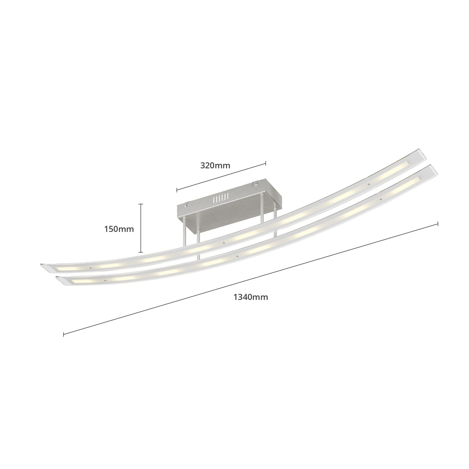 LED taklampe Jarda glass dimbar matt nikkel med dimmerbryter