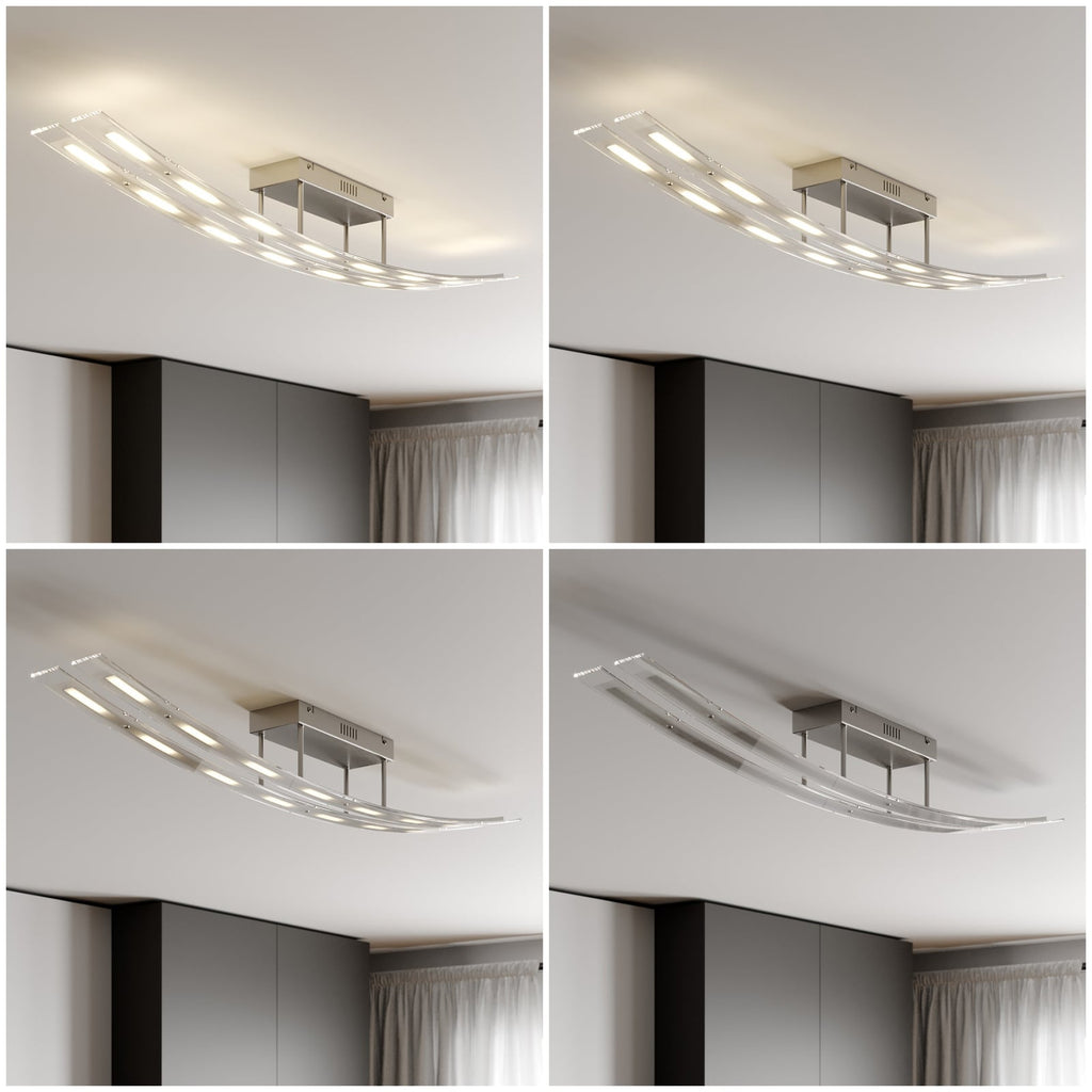 LED taklampe Jarda glass dimbar matt nikkel detalj av metallramme