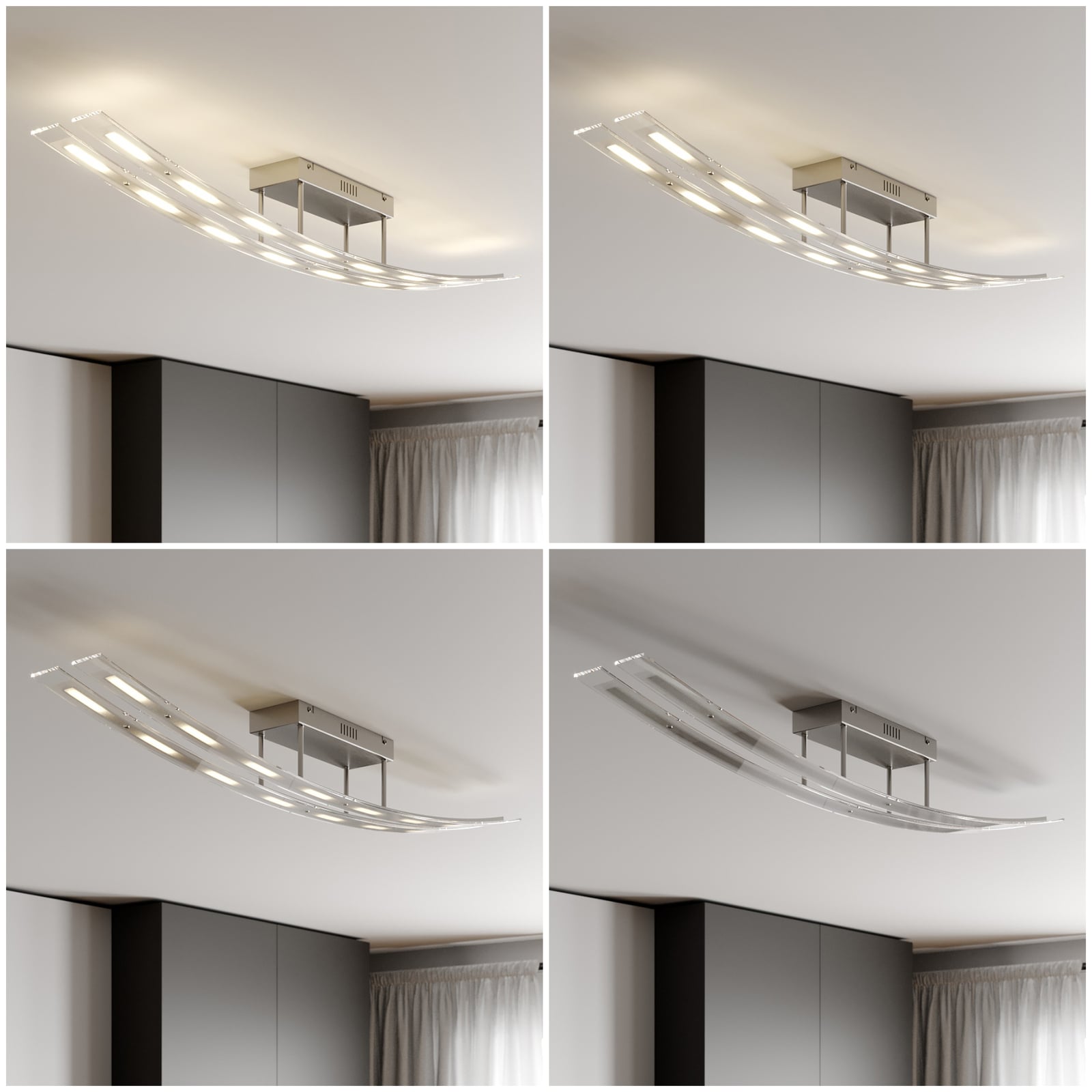 LED taklampe Jarda glass dimbar matt nikkel detalj av metallramme