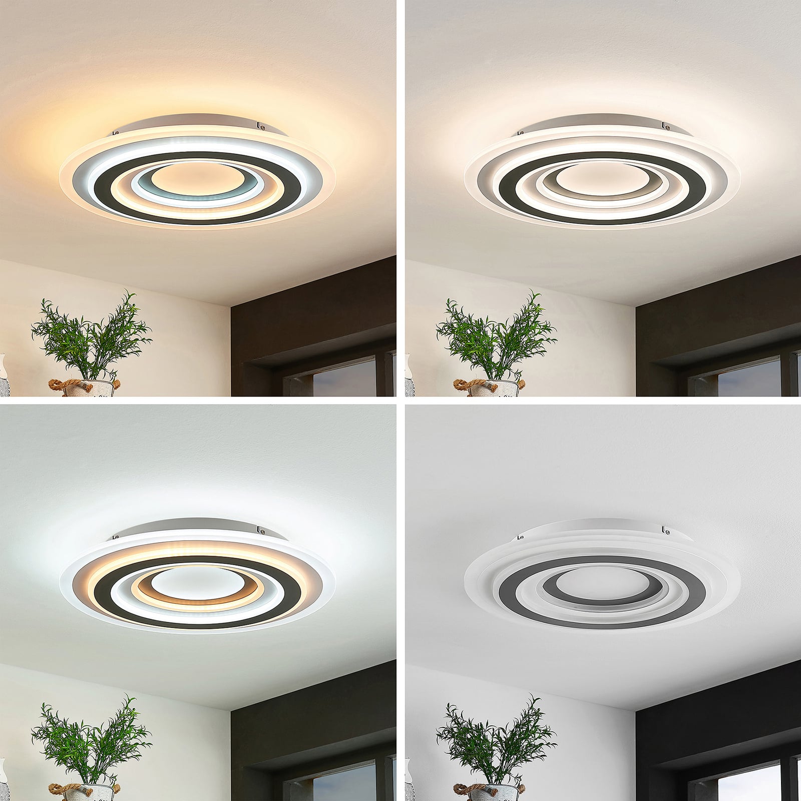 LED taklampe Jazmina antrasitt dimbar CCT Ø50 cm bakside