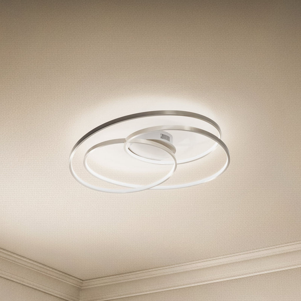 LED taklampe Joline dimbar matt nikkel Ø60 cm forfra