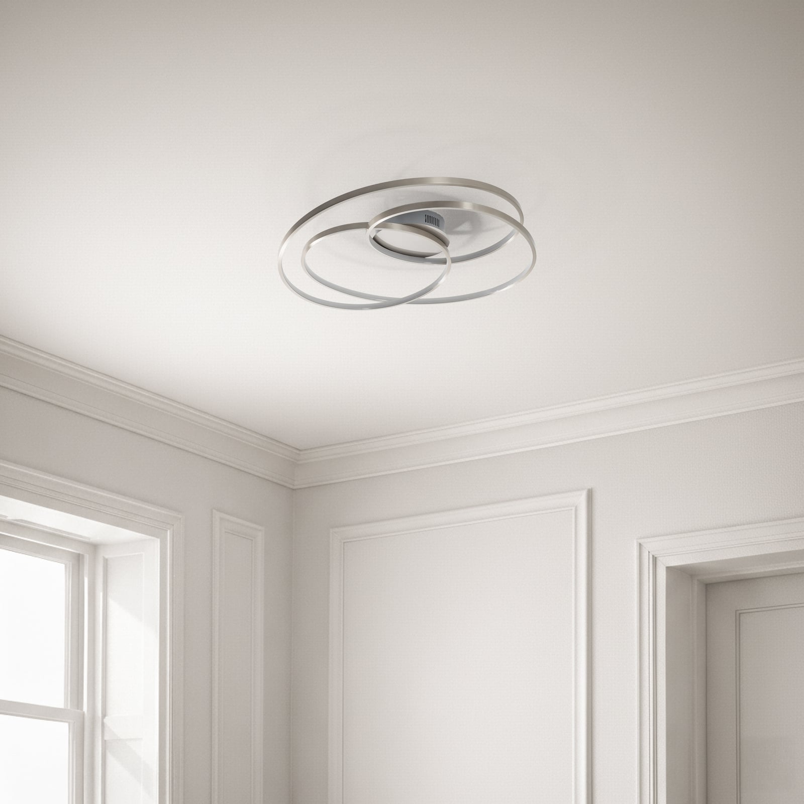 LED taklampe Joline dimbar matt nikkel detalj av metallramme
