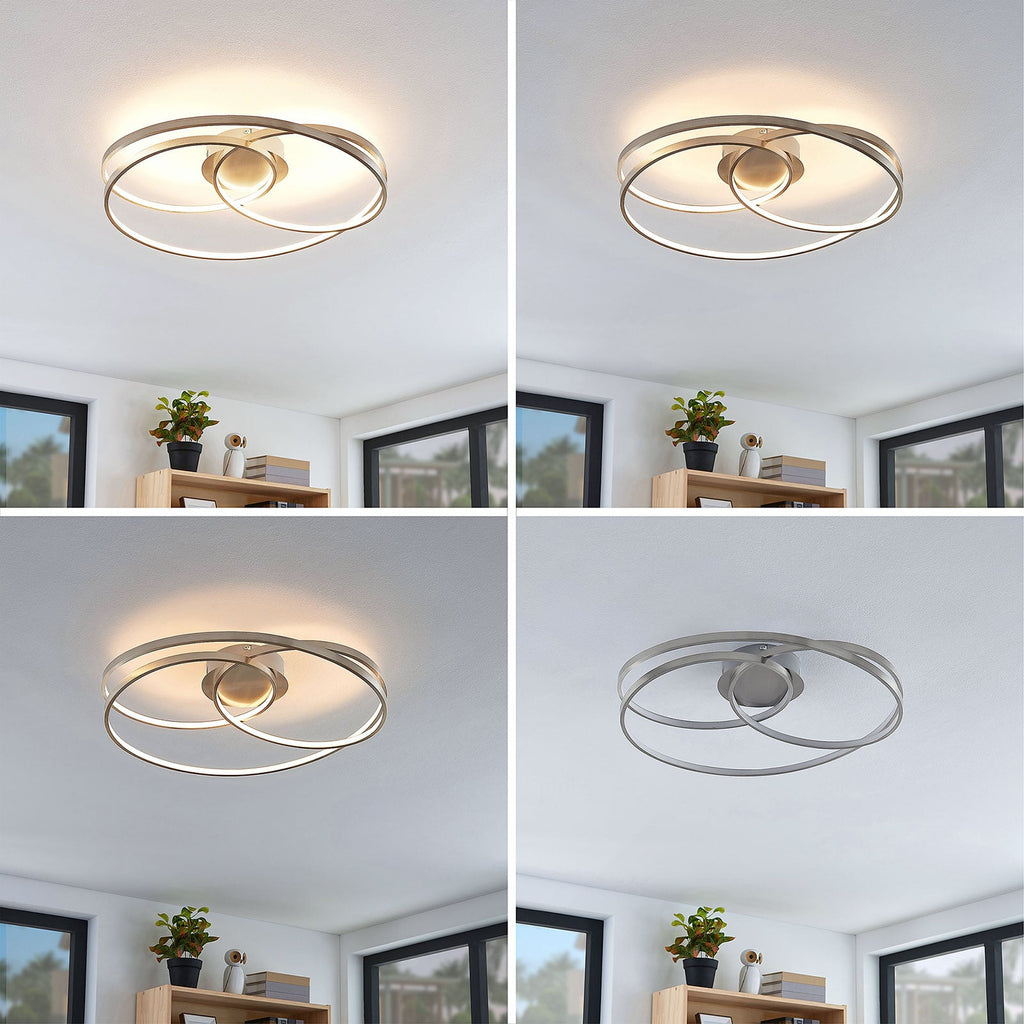 LED taklampe Joline dimbar matt nikkel Ø60 cm 36W - Lindby