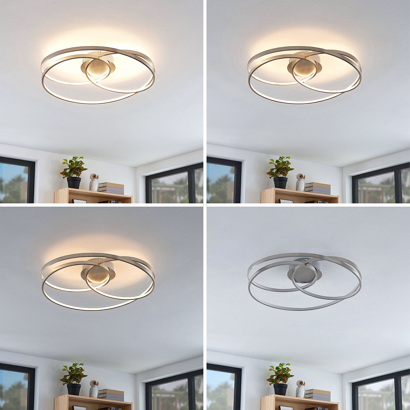 LED taklampe Joline dimbar matt nikkel Ø60 cm 36W - Lindby