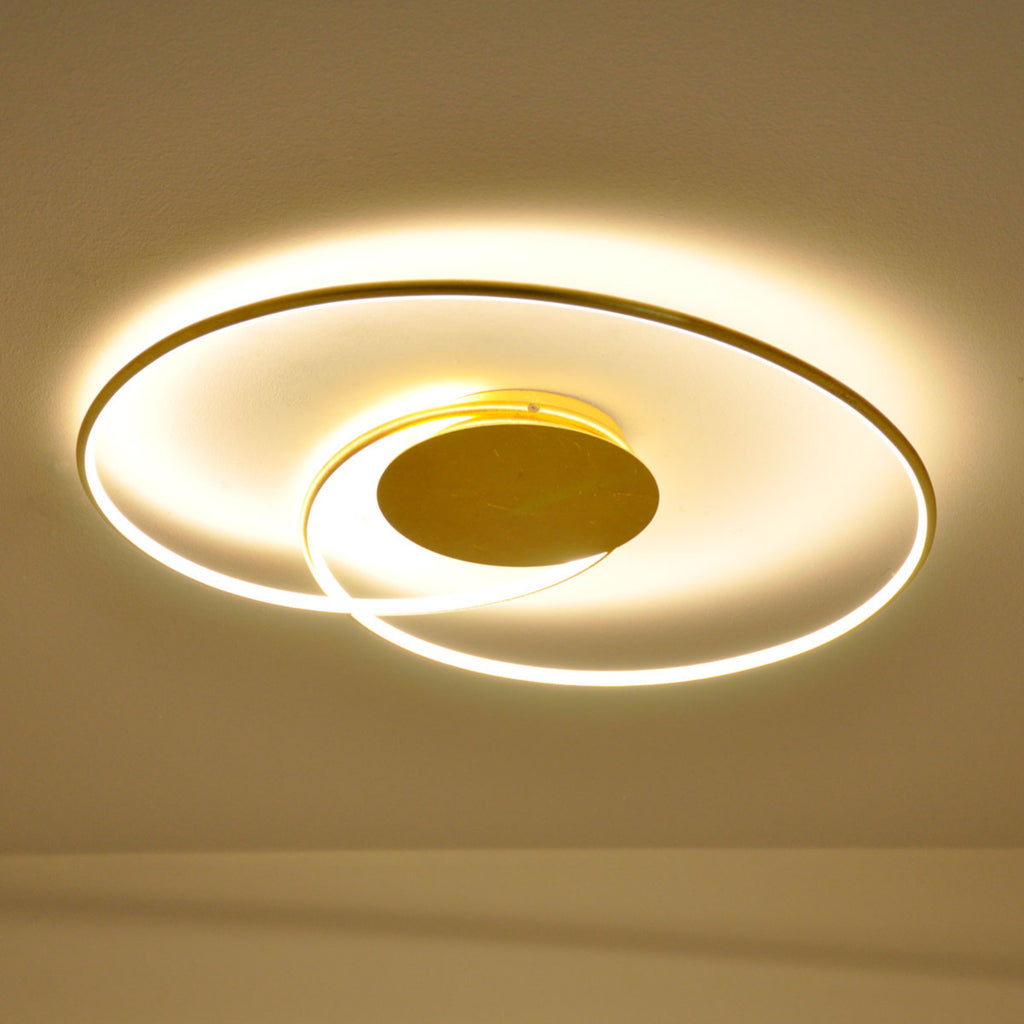 LED taklampe Joline gullfarget metall Ø74 cm bakside