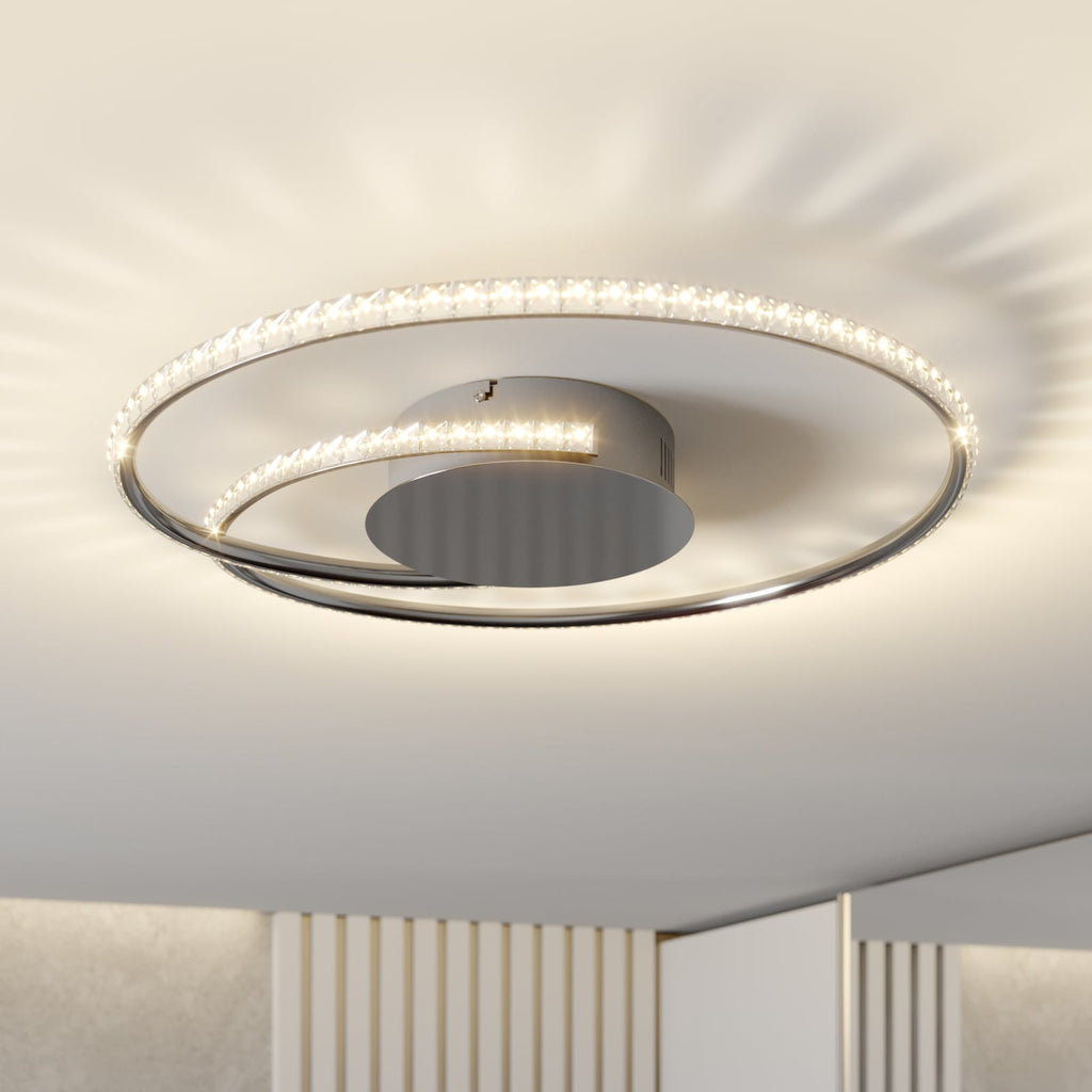 LED taklampe Joline krystall krom forfra