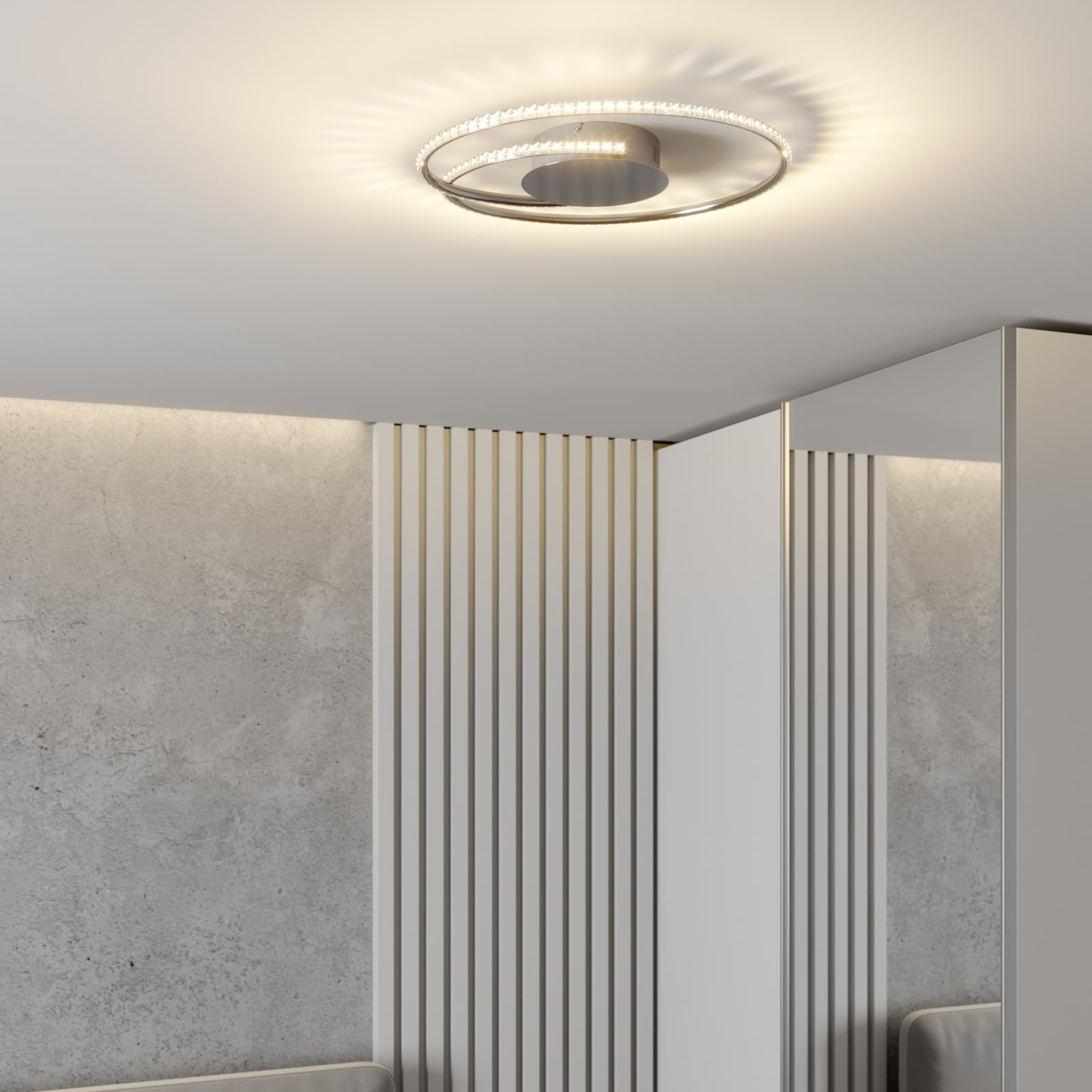 LED taklampe Joline krystall krom bakside