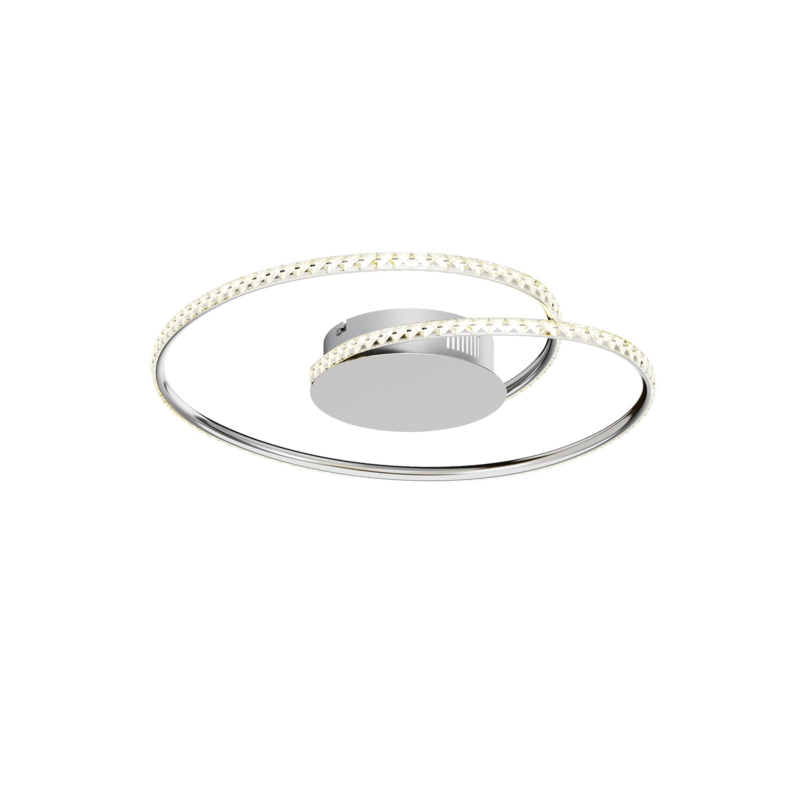Sidevisning av LED taklampe Joline krystall krom