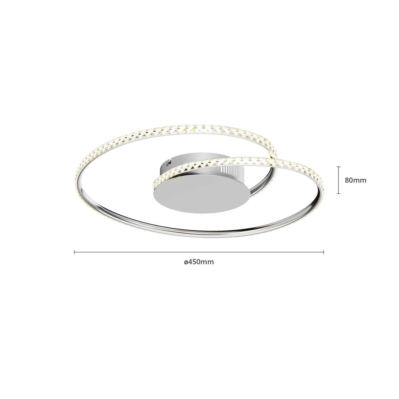Underside av LED taklampe Joline krystall krom