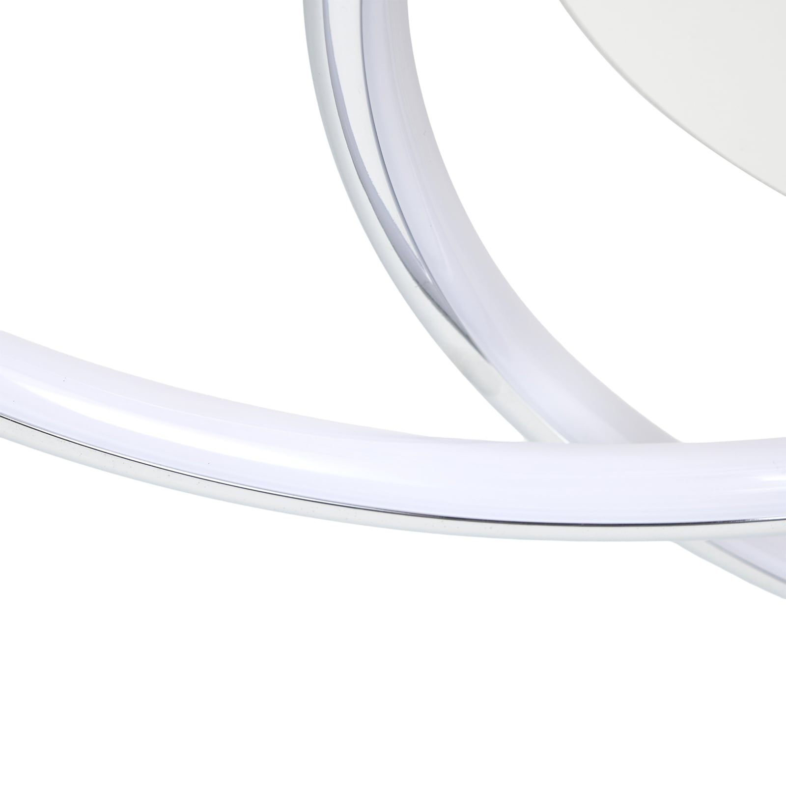 Sidevisning av LED-taklampe Joline krom/hvit