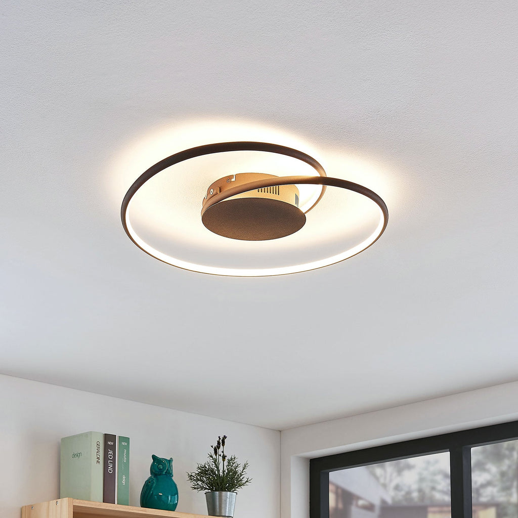 LED taklampe Joline spiralform rustfarget Ø45 cm bakside