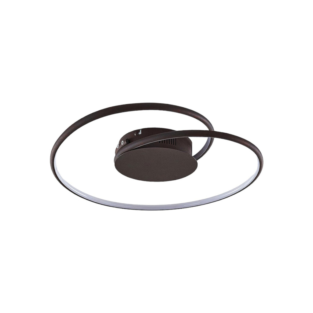 Montert LED taklampe Joline spiralform rustfarget Ø45 cm i rom