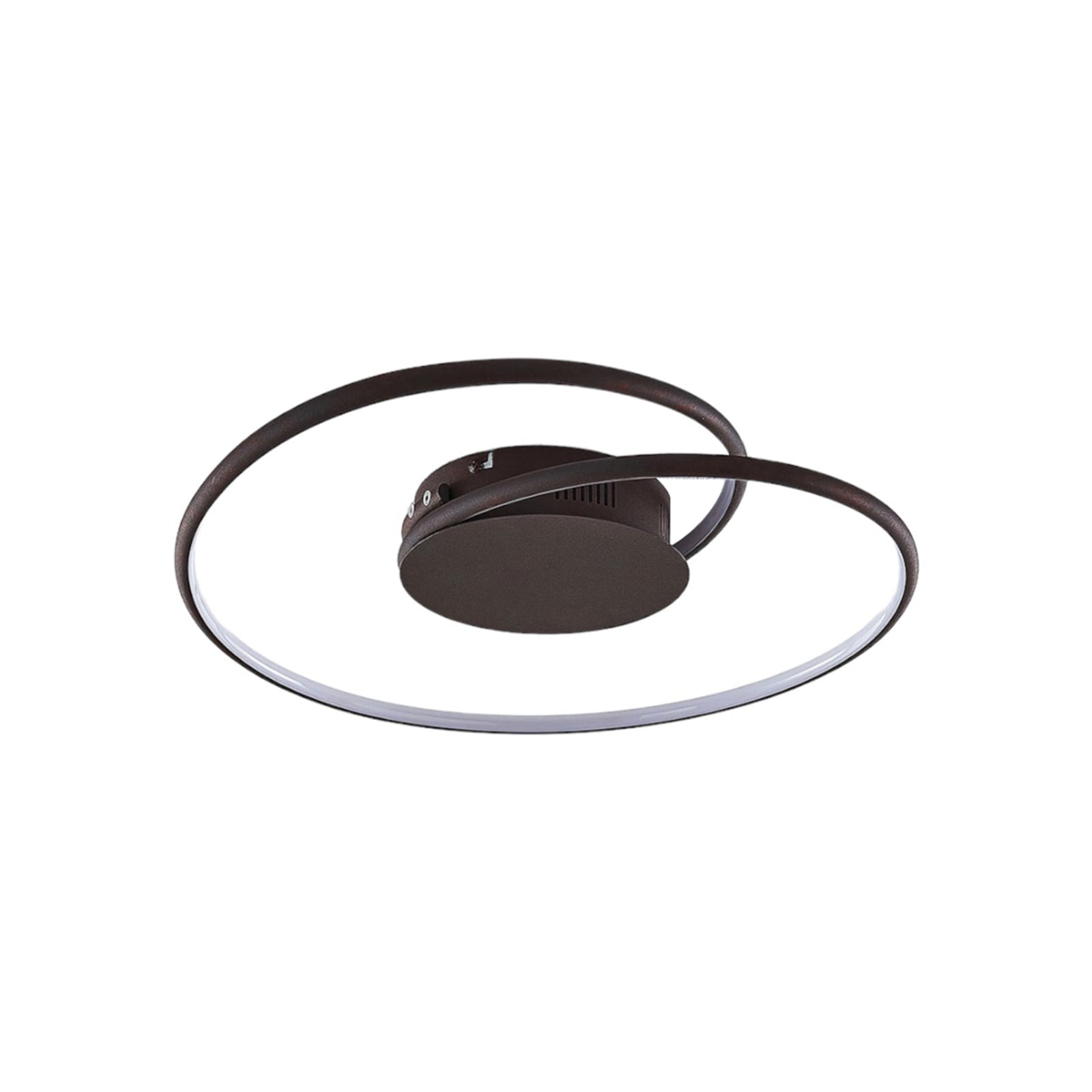 Montert LED taklampe Joline spiralform rustfarget Ø45 cm i rom