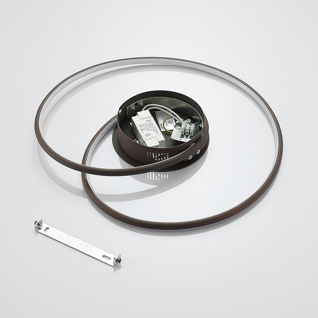 LED taklampe Joline spiralform rustfarget Ø45 cm i moderne interiør