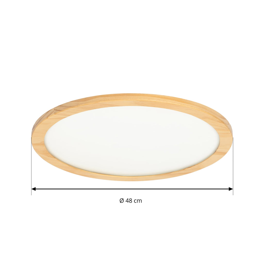 LED taklampe Joren CCT dimbar tre Ø48 cm montert i rom