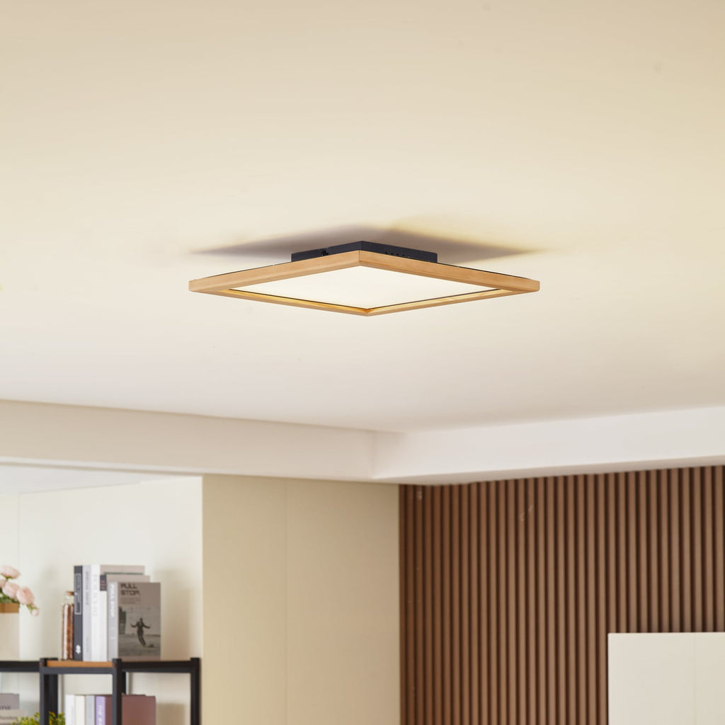 LED taklampe Joren dimbar tre/hvit 42x42 cm front