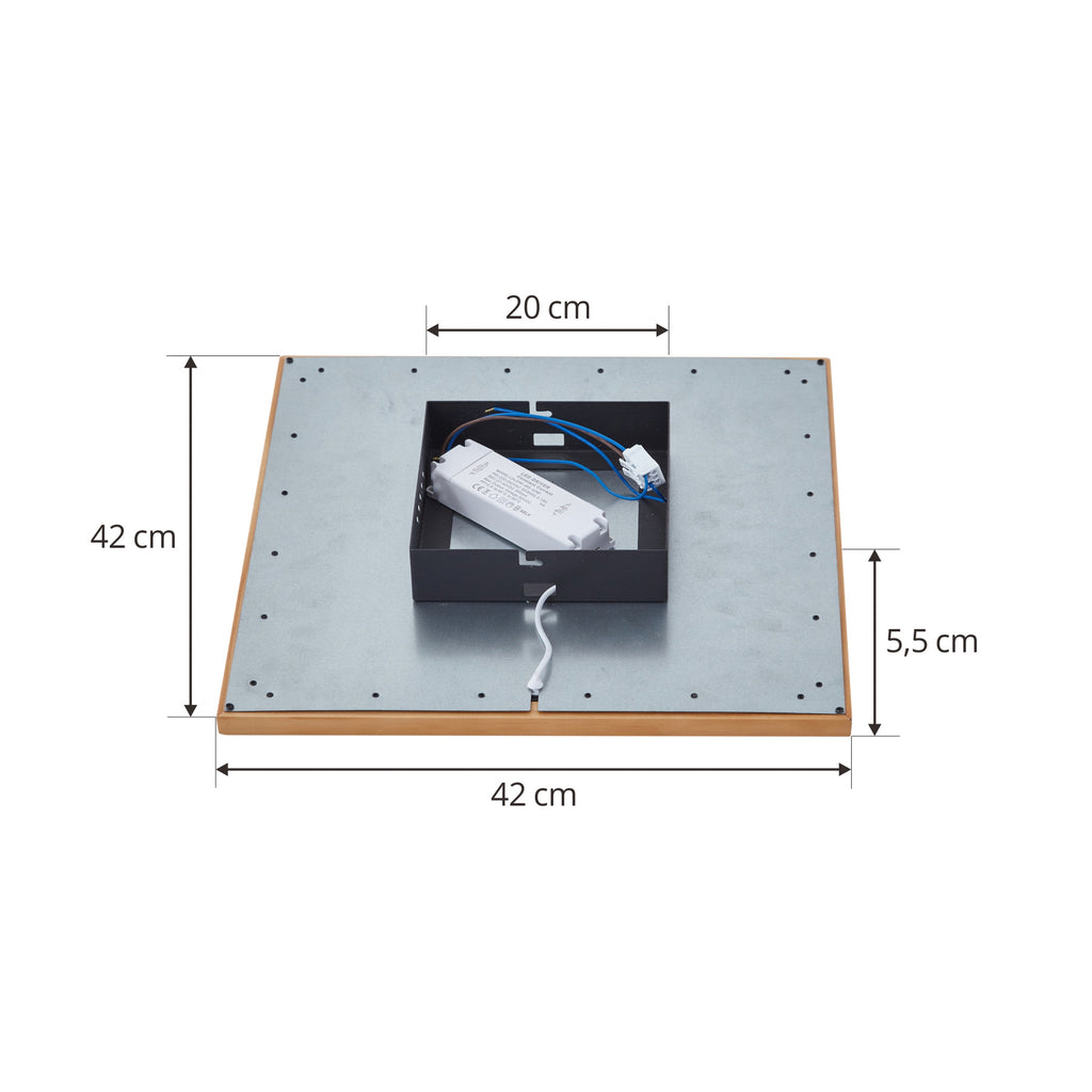 LED taklampe Joren dimbar tre/hvit 42x42 cm montert