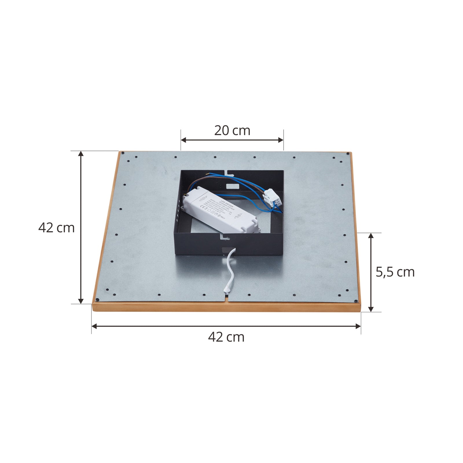 LED taklampe Joren dimbar tre/hvit 42x42 cm montert