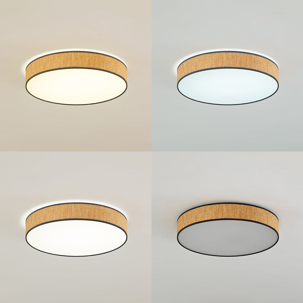 LED taklampe Jutis tang trefarget CCT Ø50 cm detalj av tre