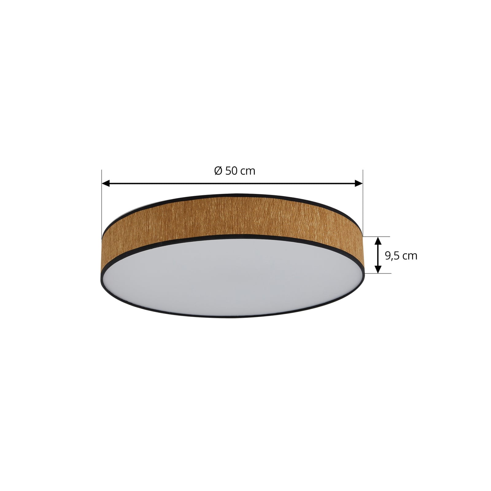 LED taklampe Jutis tang trefarget CCT Ø50 cm nærbilde av lyskilde