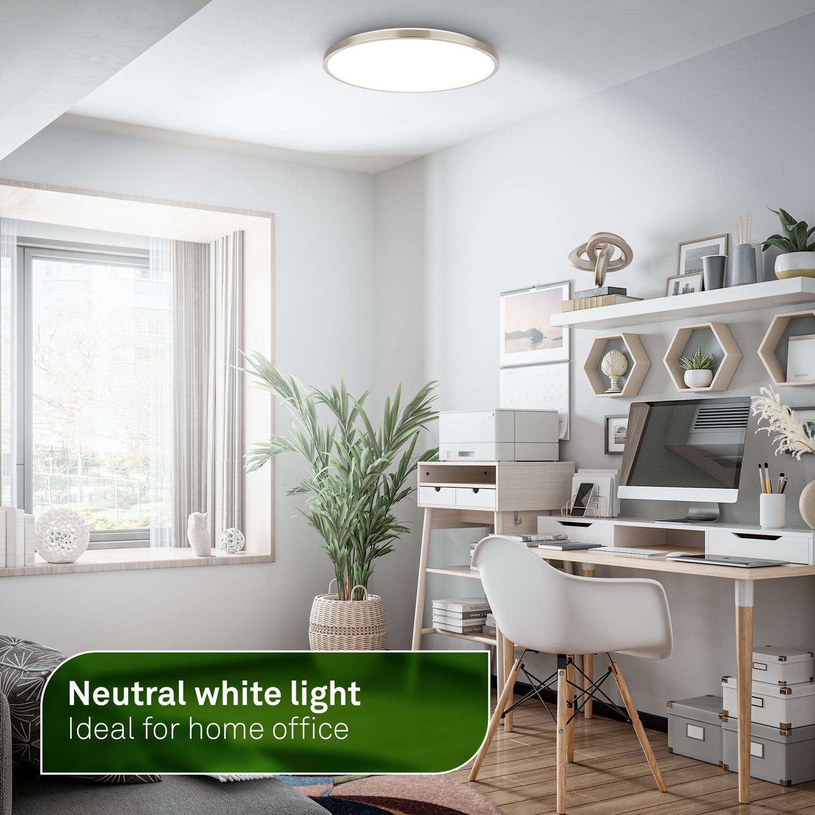 Detalj av LED taklampe Kaida matt nikkel Ø33 cm