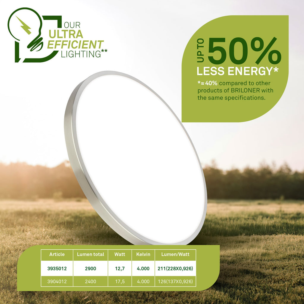 LED taklampe Kaida matt nikkel Ø33 cm sideprofil