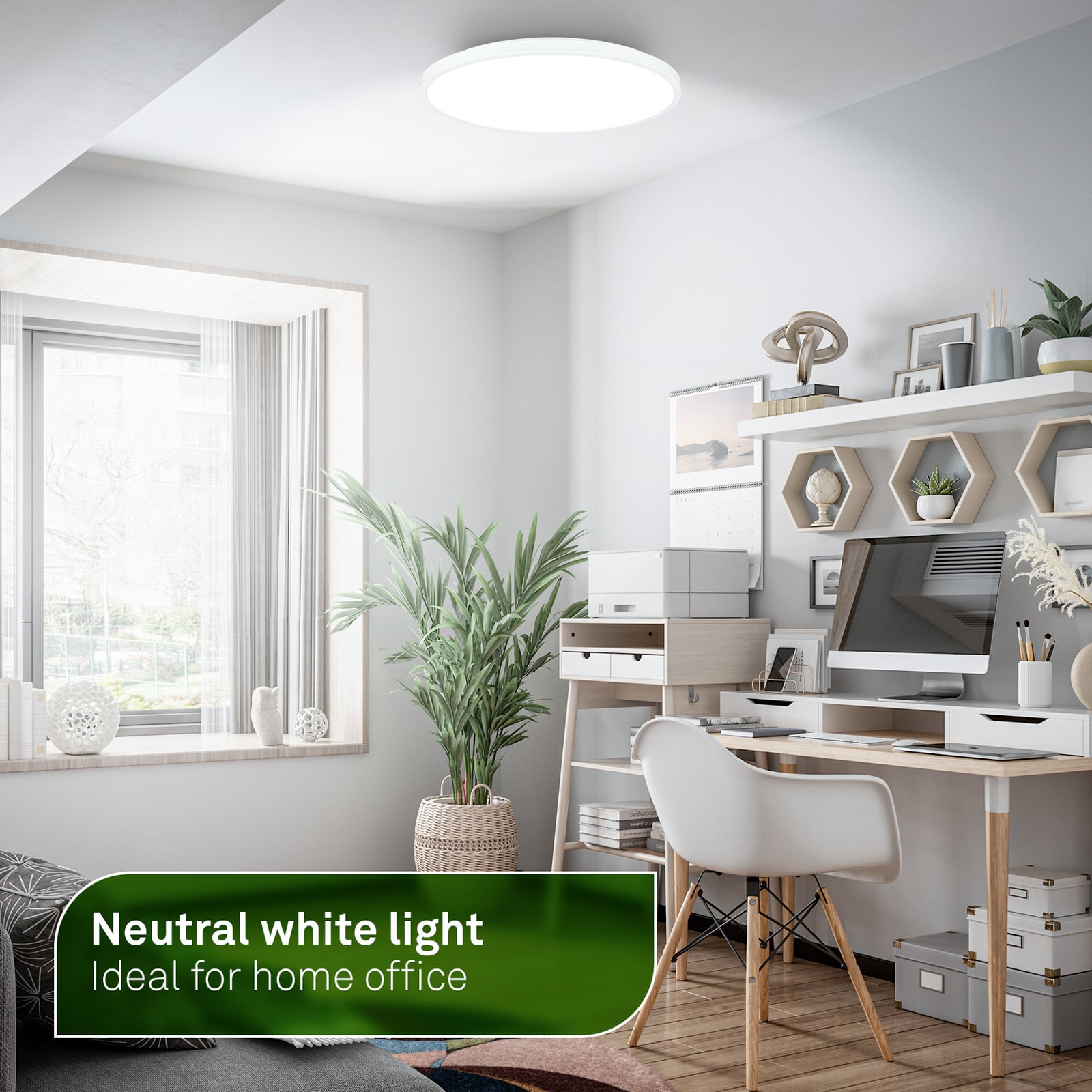 LED taklampe Kaida rund hvit Ø38 cm 21W nøytralhvit nærbilde