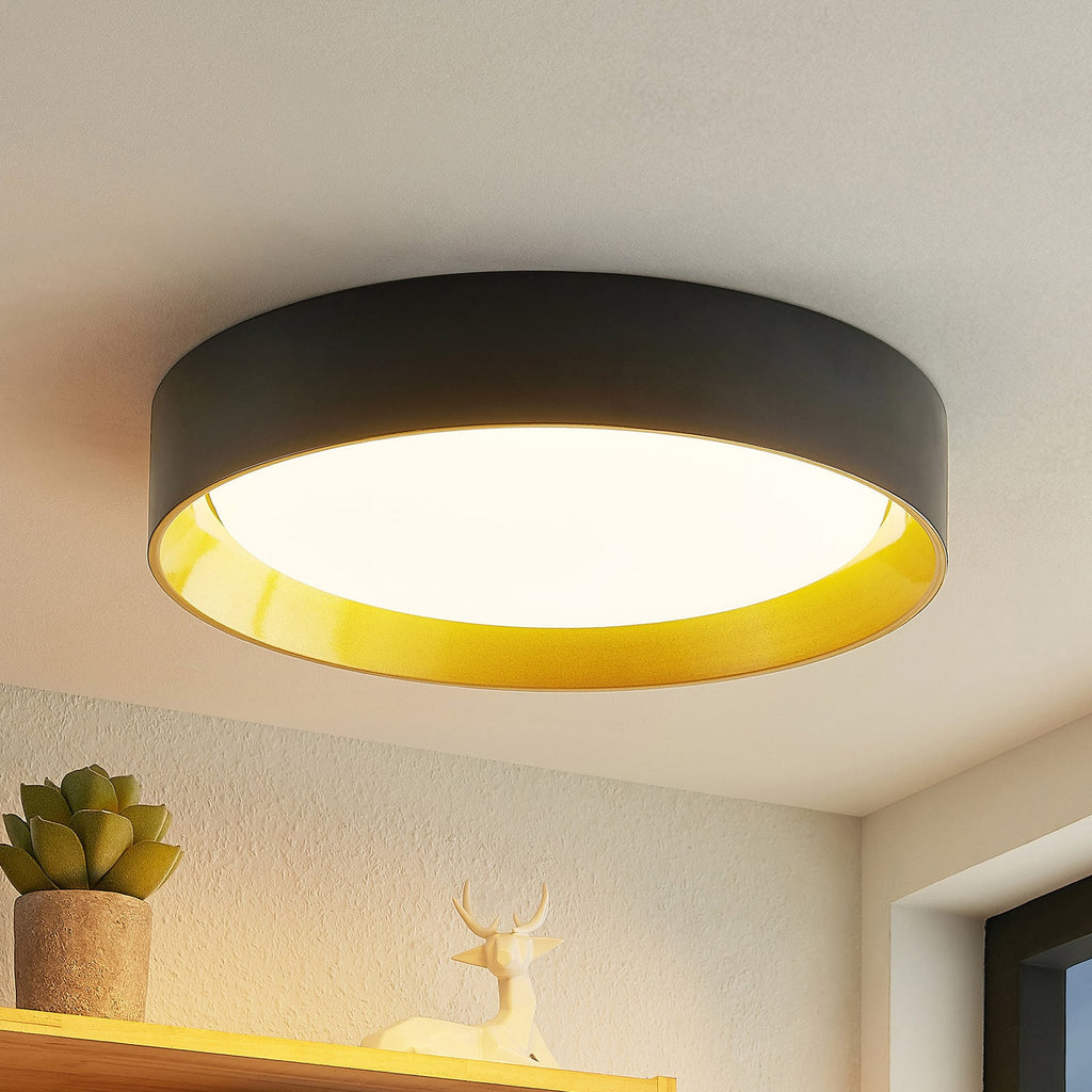 LED taklampe Kambia svart/gull aluminium forfra