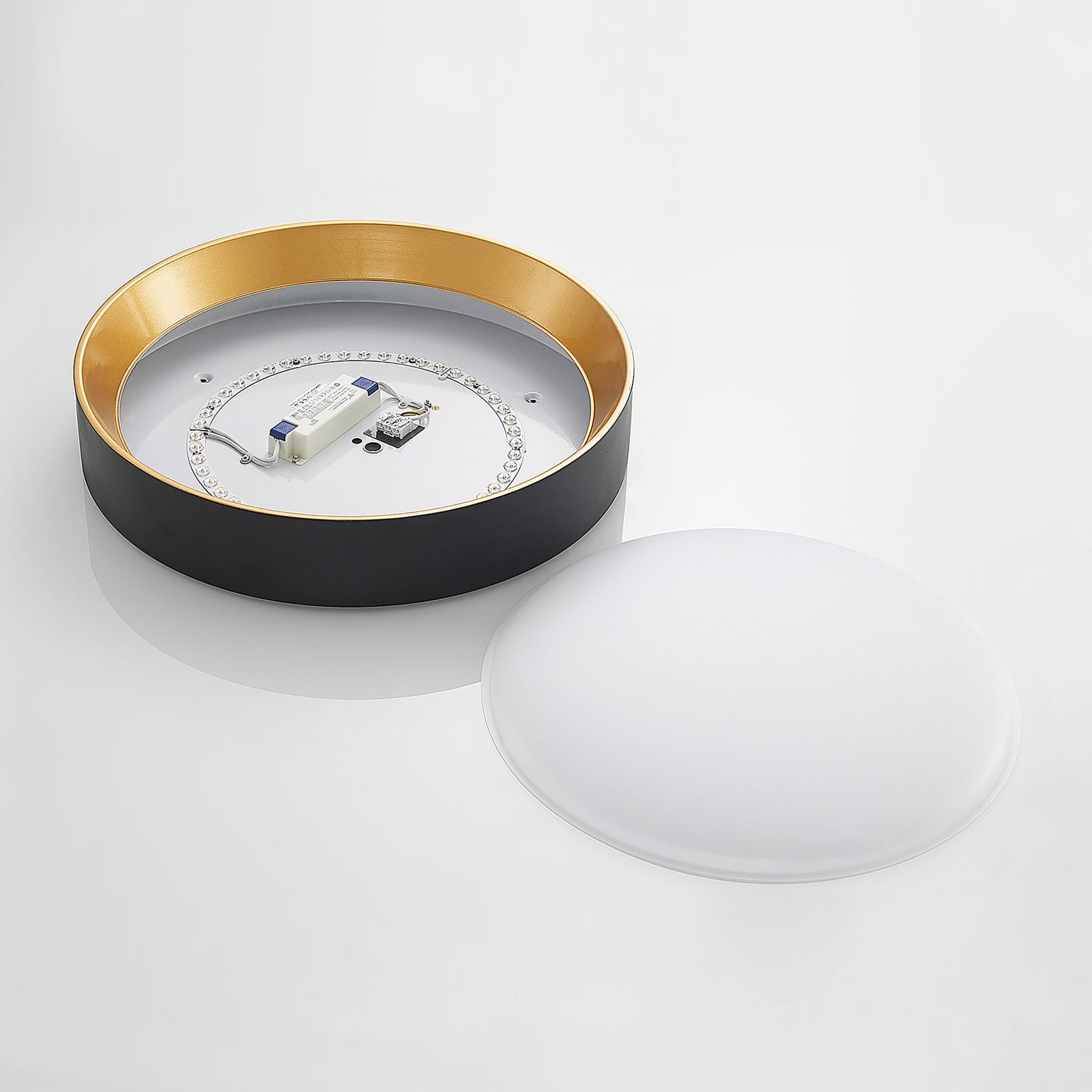 LED taklampe Kambia svart/gull aluminium med LED-lys