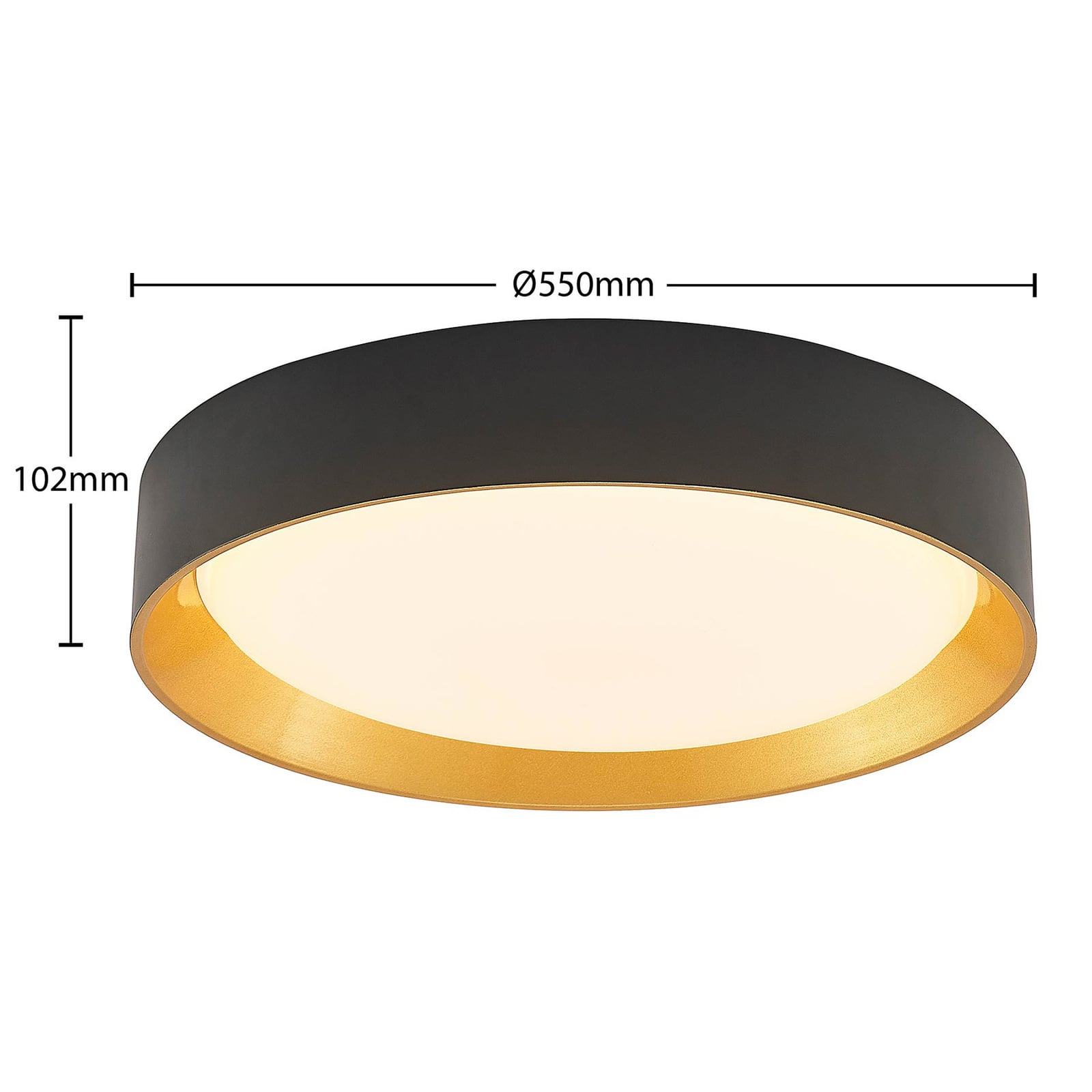 LED taklampe Kambia svart/gull aluminium montert i rom