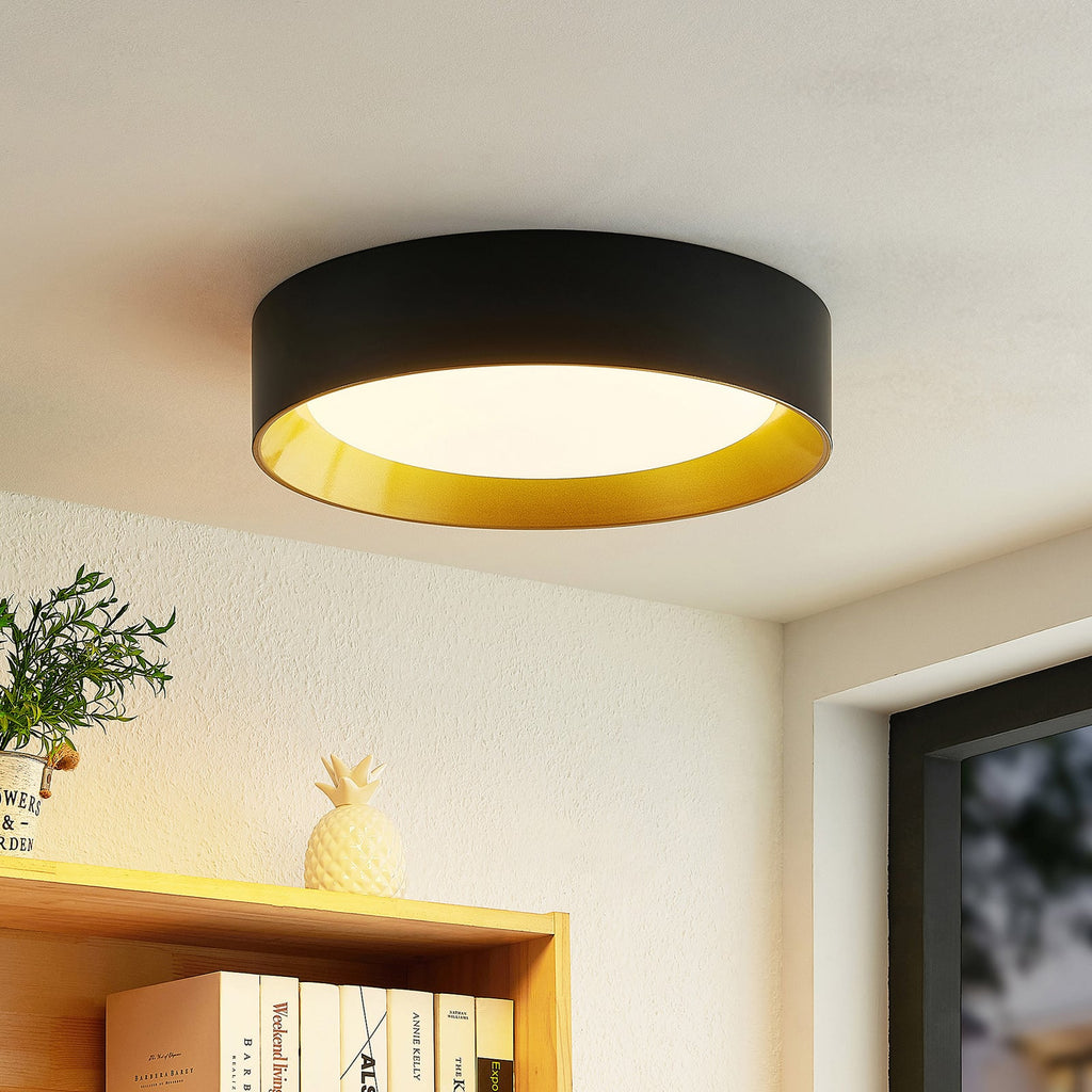 LED taklampe Kambia svart/gull aluminium Ø45 cm bakside