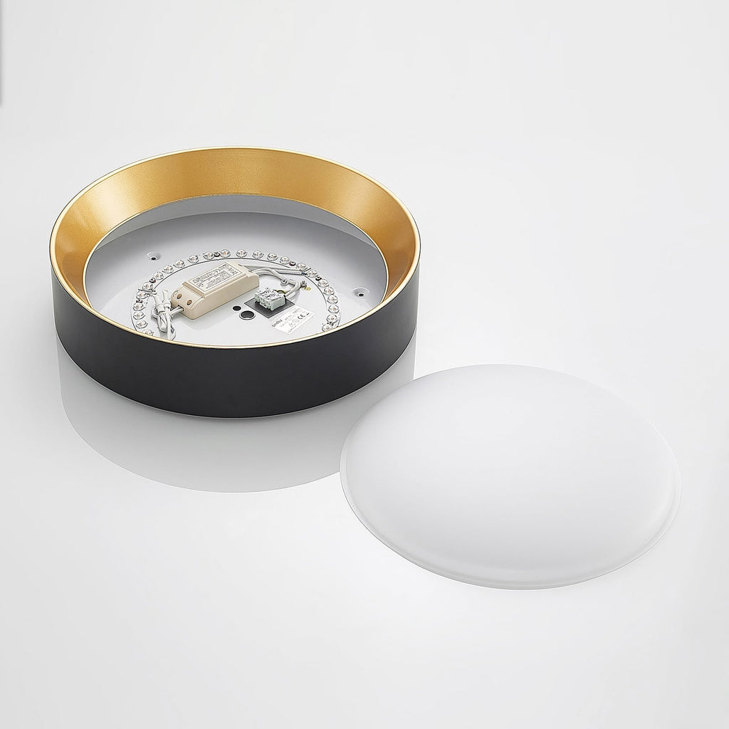 LED taklampe Kambia svart/gull aluminium Ø45 cm i moderne interiør
